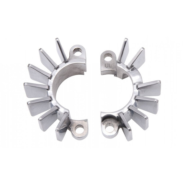 MOTONE FINNED STAINLESS STEEL EXHAUST CLAMPS - LC - HAND POLISHED FINISH