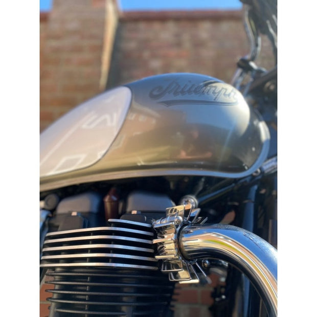 MOTONE FINNED STAINLESS STEEL EXHAUST CLAMPS - LC - HAND POLISHED FINISH