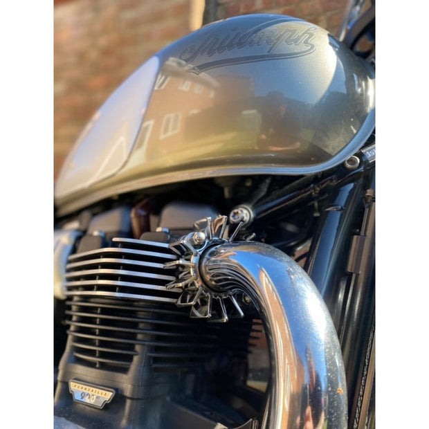 MOTONE FINNED STAINLESS STEEL EXHAUST CLAMPS - LC - HAND POLISHED FINISH