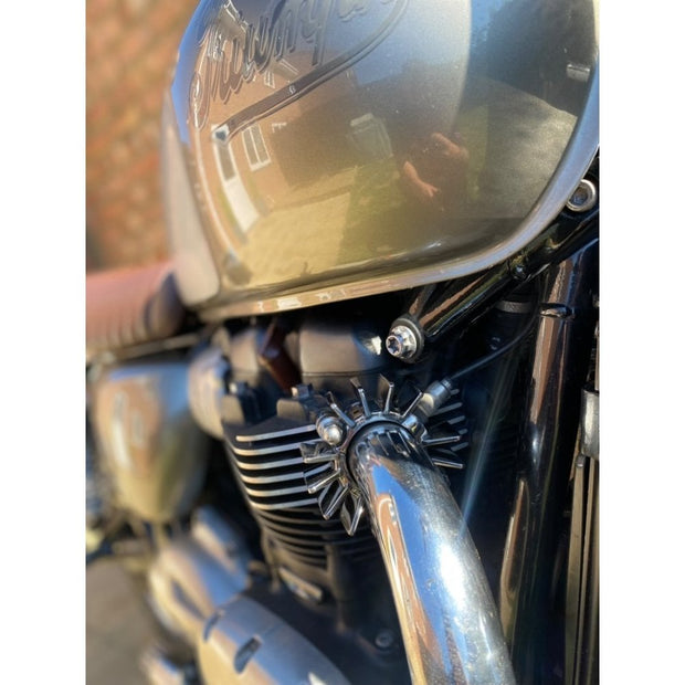 MOTONE FINNED STAINLESS STEEL EXHAUST CLAMPS - LC - HAND POLISHED FINISH