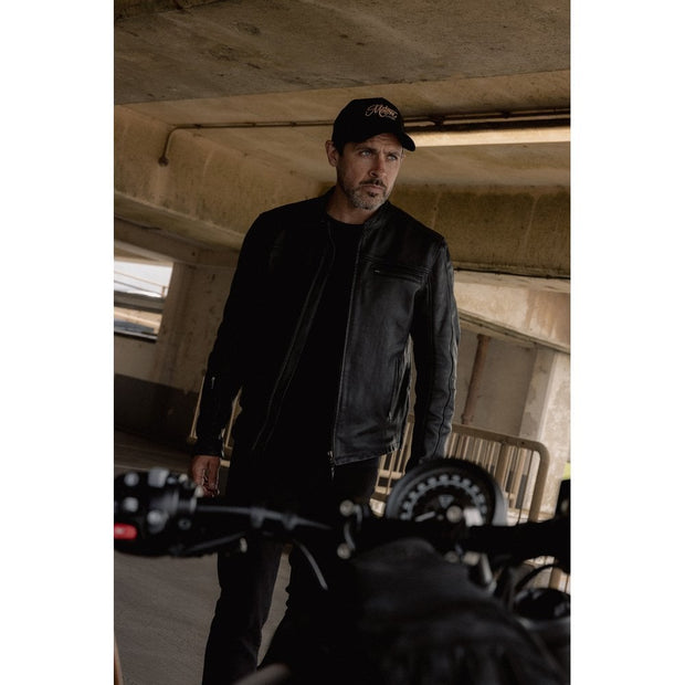 MOTONE GOLDIE TRUCKER CAP - CURVED PEAK - BLACK SUEDE - GOLD LOGO