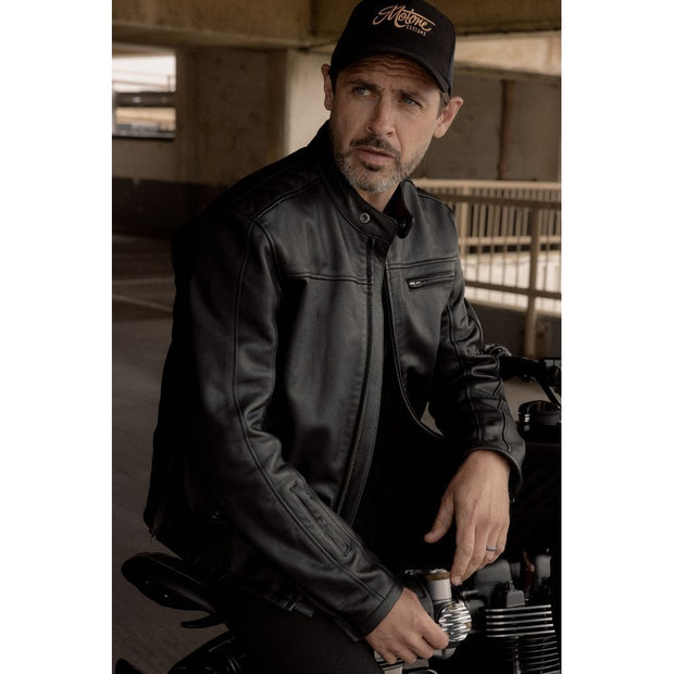 MOTONE GOLDIE TRUCKER CAP - CURVED PEAK - BLACK SUEDE - GOLD LOGO