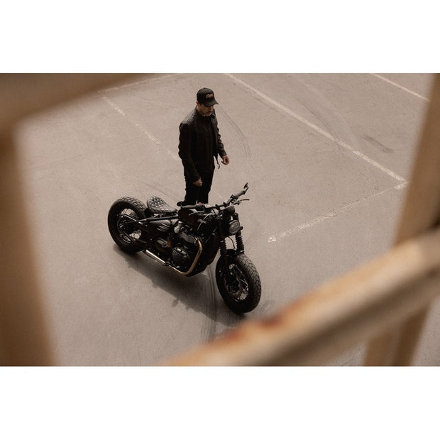 MOTONE GOLDIE TRUCKER CAP - CURVED PEAK - BLACK SUEDE - GOLD LOGO