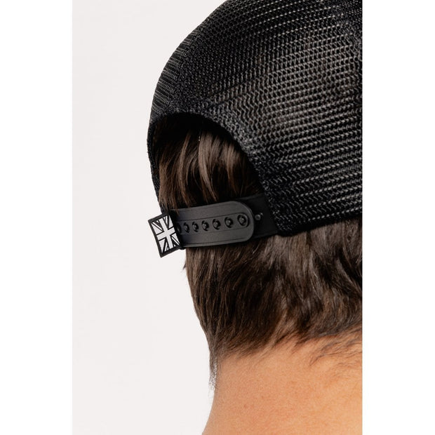 MOTONE GOLDIE TRUCKER CAP - CURVED PEAK - BLACK SUEDE - GOLD LOGO