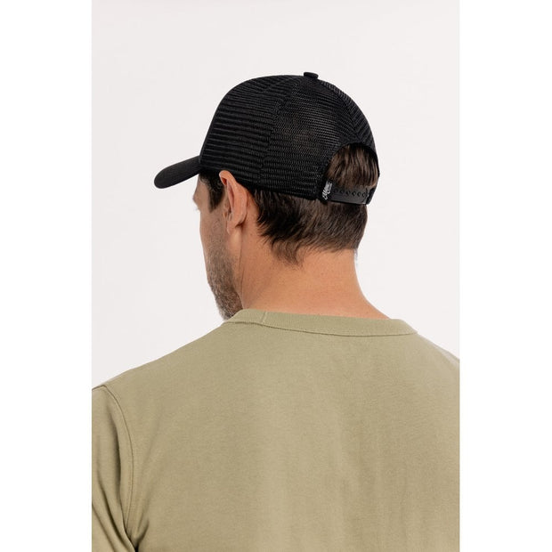 MOTONE OG TRUCKER CAP - CURVED PEAK - BLACK COTTON - WHITE LOGO