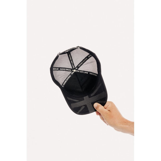 MOTONE OG TRUCKER CAP - CURVED PEAK - BLACK COTTON - WHITE LOGO