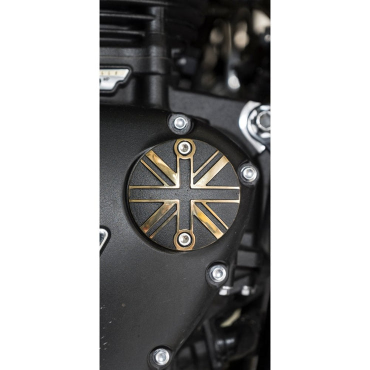 MOTONE POINTS ACG COVER/BADGE - UNION JACK - BLACK/BRASS CONTRAST FINISH