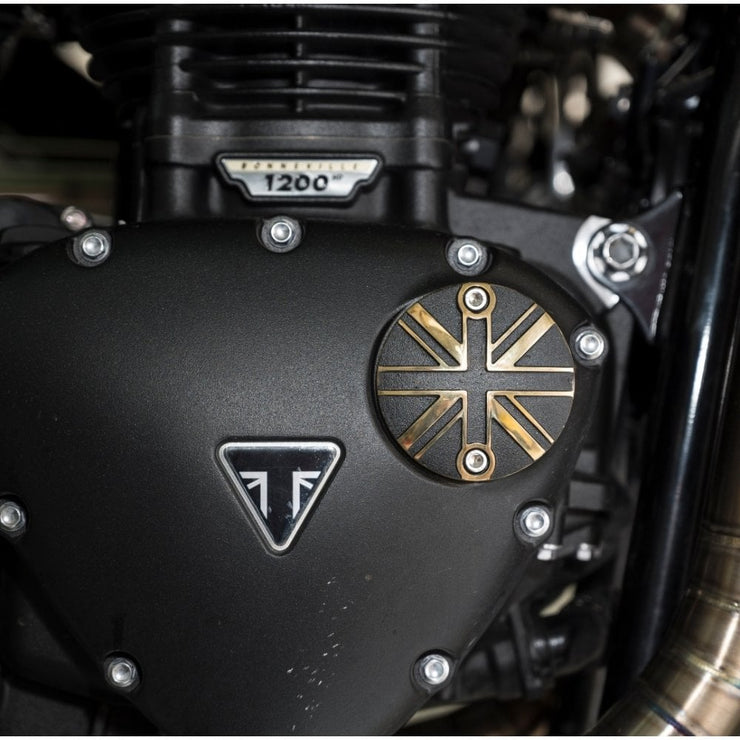 MOTONE POINTS ACG COVER/BADGE - UNION JACK - BLACK/BRASS CONTRAST FINISH