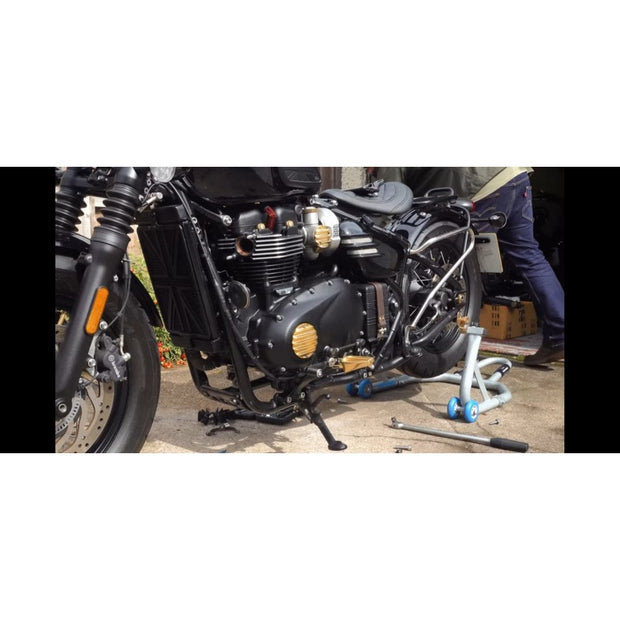 MOTONE RANGER FOOT PEGS - RIDER SET FOR TRIUMPH BOBBER - BRASS