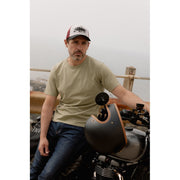 MOTONE RON BURGUNDY TRUCKER CAP - CURVED PEAK - GREY COTTON PANEL/RED MESH - BLACK LOGO