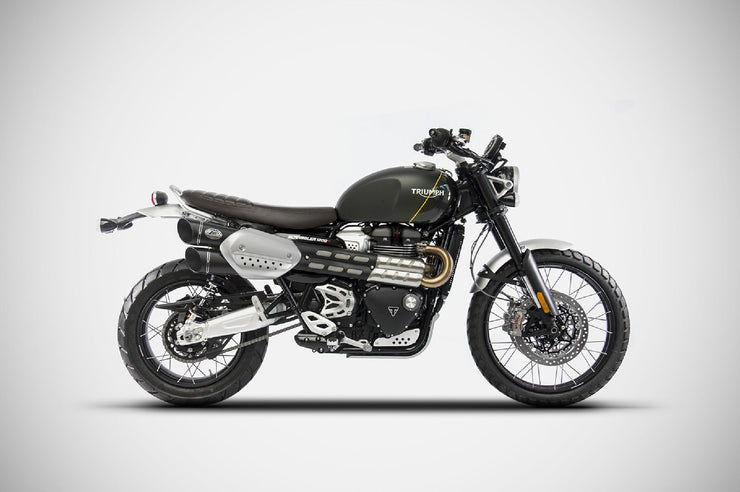ZARD STAINLESS STEEL RACING SLIP-ON EXHAUST FOR TRIUMPH SCRAMBLER 1200 ‘24-‘25 - SATIN BLACK