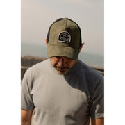 MOTONE SUEDEHEAD TRUCKER CAP - CURVED PEAK - OLIVE GREEN
