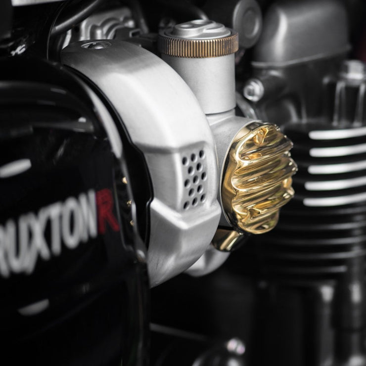 MOTONE TPS CARB/THROTTLE BODY COVER - PAIR - RIBBED/FINNED - BRASS