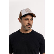 MOTONE WORDSALAD TRUCKER CAP - CURVED PEAK - COPPER SUEDE + BLACK & WHITE
