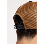 MOTONE WORDSALAD TRUCKER CAP - CURVED PEAK - COPPER SUEDE + BLACK & WHITE