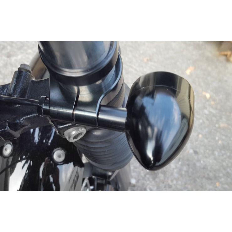 MOTONE WRAP-AROUND FORK MOUNT INDICATOR TURN SIGNAL BRACKET CLAMPS - M8 - PAIR - 41MM - BLACK