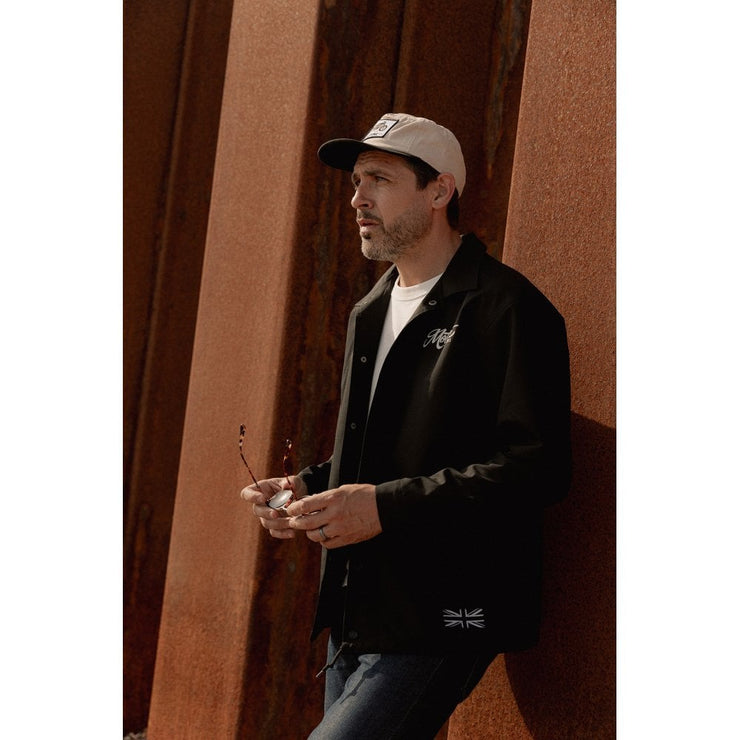 MOTONE YARDMASTER TRUCKER CAP - CURVED PEAK - ECRU & BLACK - BIKE PATCH