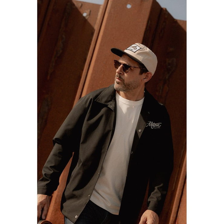 MOTONE YARDMASTER TRUCKER CAP - CURVED PEAK - ECRU & BLACK - BIKE PATCH