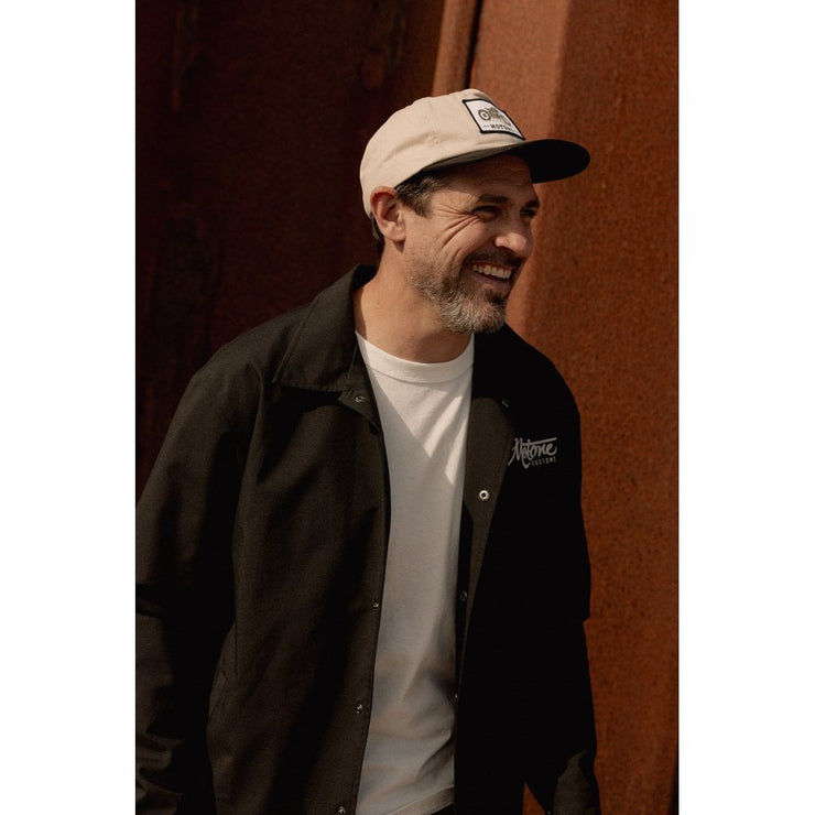 MOTONE YARDMASTER TRUCKER CAP - CURVED PEAK - ECRU & BLACK - BIKE PATCH