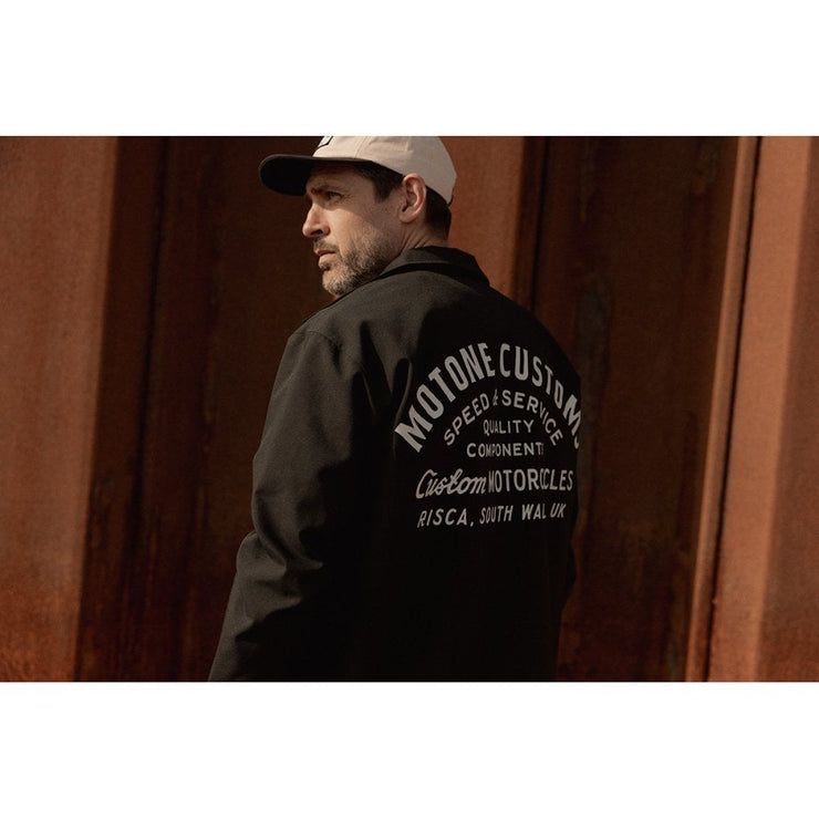 MOTONE YARDMASTER TRUCKER CAP - CURVED PEAK - ECRU & BLACK - BIKE PATCH