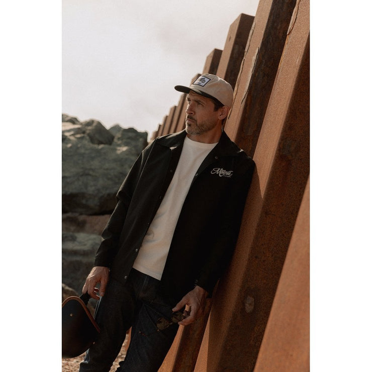 MOTONE YARDMASTER TRUCKER CAP - CURVED PEAK - ECRU & BLACK - BIKE PATCH