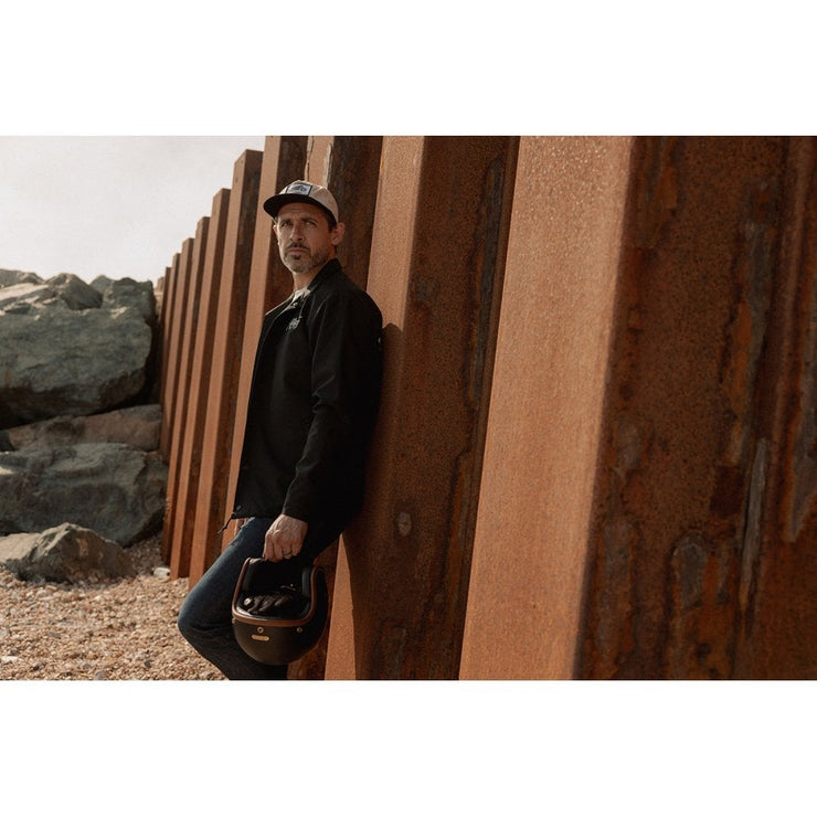 MOTONE YARDMASTER TRUCKER CAP - CURVED PEAK - ECRU & BLACK - BIKE PATCH