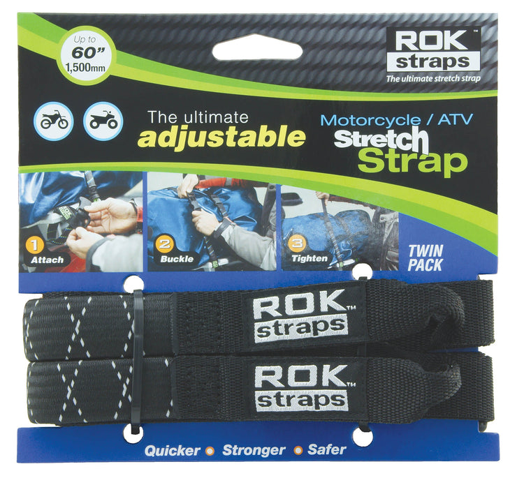 ROK STRAPS REFLECTIVE BLACK - LARGE HEAVY DUTY 60" X 1"