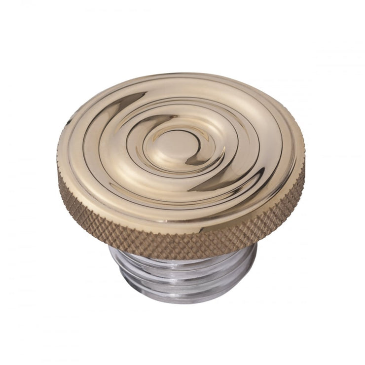 MOTONE INFINITY GAS CAP - BRASS RIPPLED TOP - ALUMINIUM THREAD