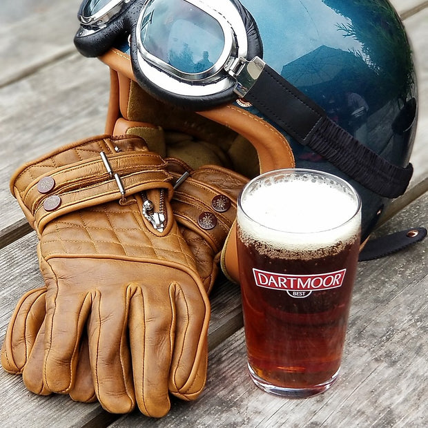 GOLDTOP QUILTED CAFE RACER GLOVES - WAXED BROWN