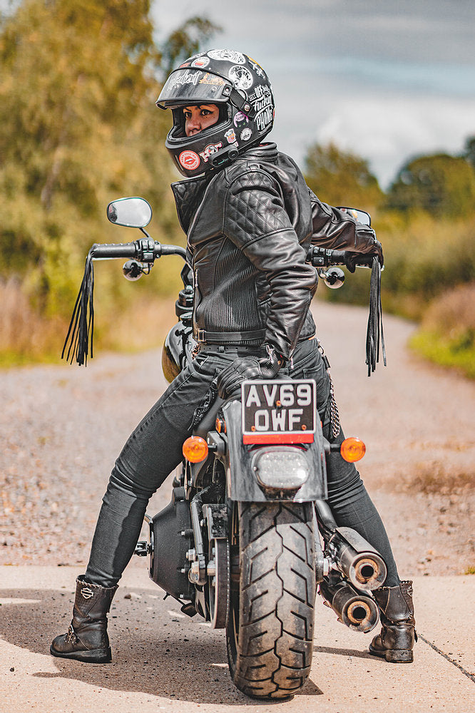 GOLDTOP LADIES BOBBER JACKET (CE ARMOURED) - BLACK - SIZE 12 - LAST ONE!