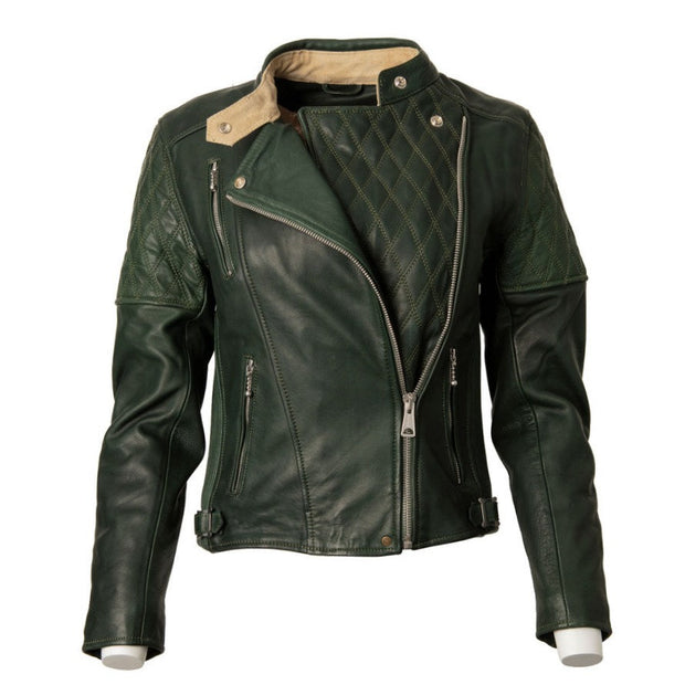 GOLDTOP LADIES BOBBER JACKET (CE ARMOURED) - BRITISH RACING GREEN - SIZE 12 - LAST ONE!