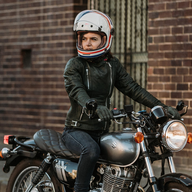 GOLDTOP LADIES BOBBER JACKET (CE ARMOURED) - BRITISH RACING GREEN