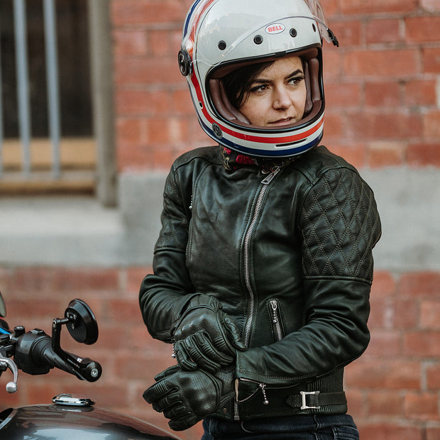 GOLDTOP LADIES BOBBER JACKET (CE ARMOURED) - BRITISH RACING GREEN - SIZE 12 - LAST ONE!