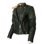 GOLDTOP LADIES BOBBER JACKET (CE ARMOURED) - BRITISH RACING GREEN