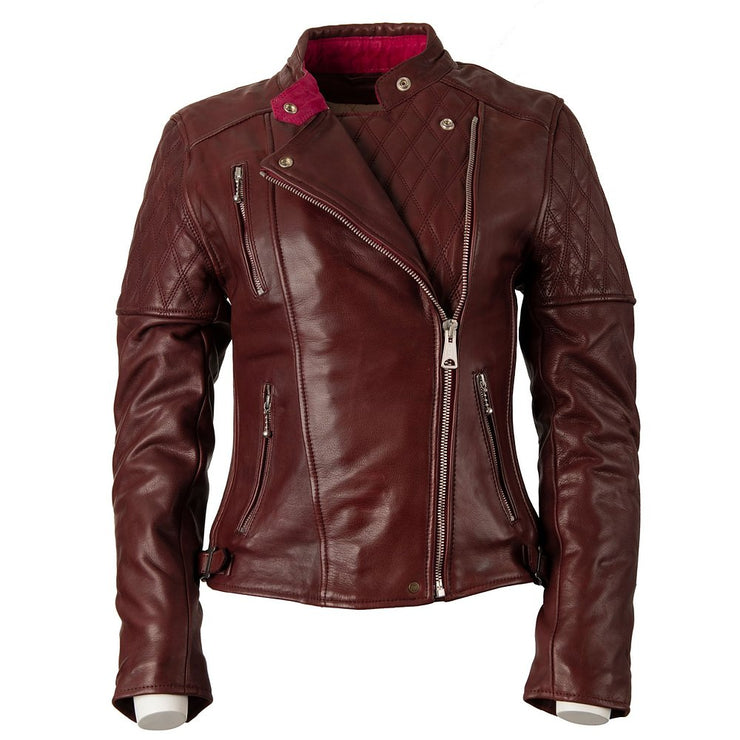 GOLDTOP LADIES BOBBER JACKET (CE ARMOURED) - BURGUNDY