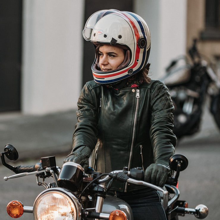 GOLDTOP LADIES BOBBER JACKET (CE ARMOURED) - BRITISH RACING GREEN