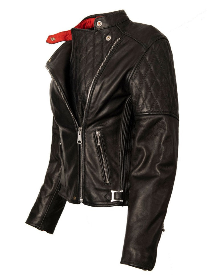 GOLDTOP LADIES BOBBER JACKET (CE ARMOURED) - BLACK - SIZE 12 - LAST ONE!