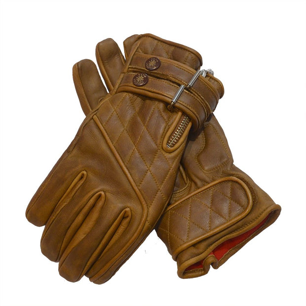 GOLDTOP QUILTED CAFE RACER GLOVES - WAXED BROWN