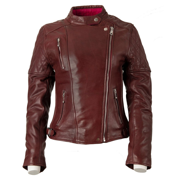 GOLDTOP LADIES BOBBER JACKET (CE ARMOURED) - BURGUNDY