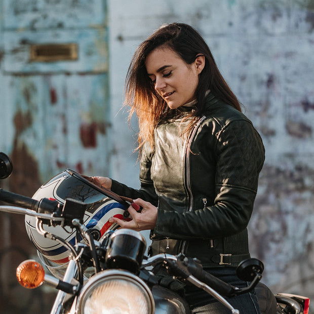 GOLDTOP LADIES BOBBER JACKET (CE ARMOURED) - BRITISH RACING GREEN