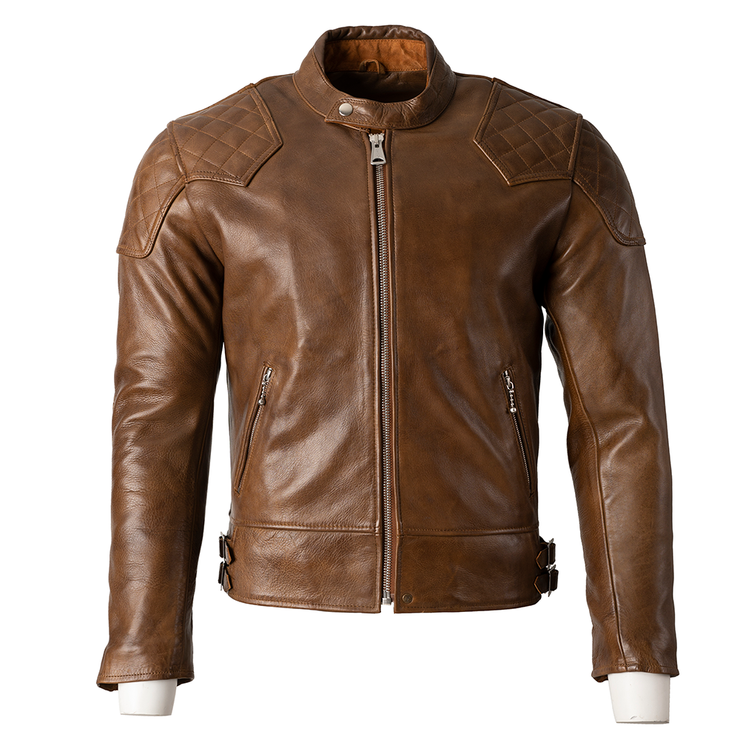 GOLDTOP '76 CAFE RACER JACKET (CE ARMOURED) - WAXED BROWN