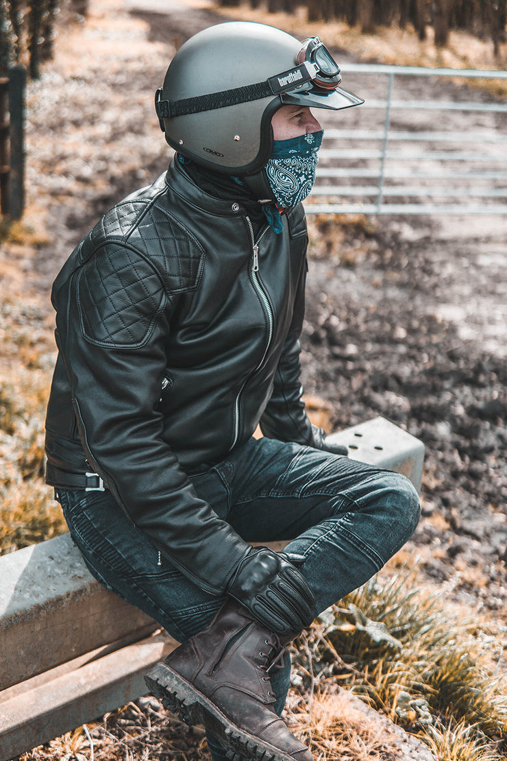 Cafe Racer 76 GOLDTOP '76 CAFE RACER JACKET (CE ARMOURED) - BLACK – Strath Moto