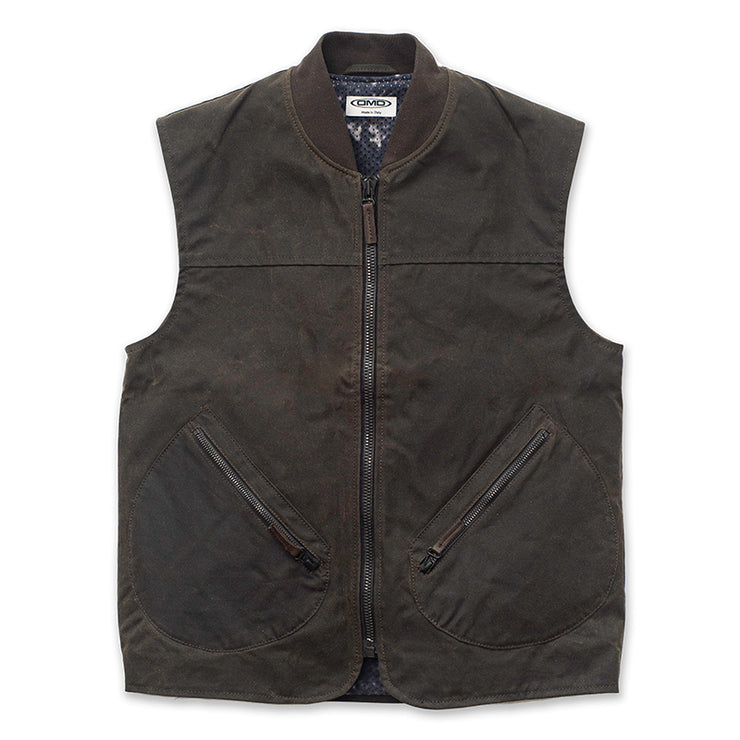 DMD WAXED COTTON VEST - OLIVE - SIZE XL