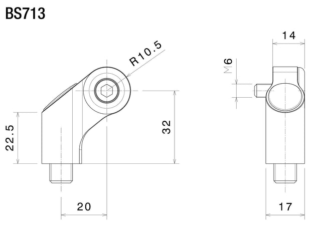 RIZOMA SIDE MOUNT UNIVERSAL MIRROR ADAPTER - BS713B