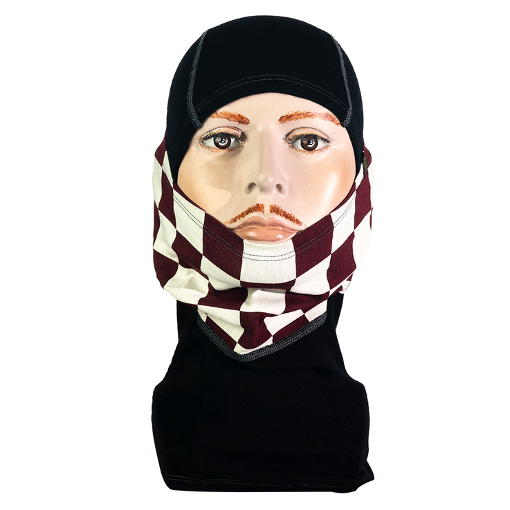 GOLDTOP MERINO WOOL BALACLAVA - RED & WHITE CHECKER