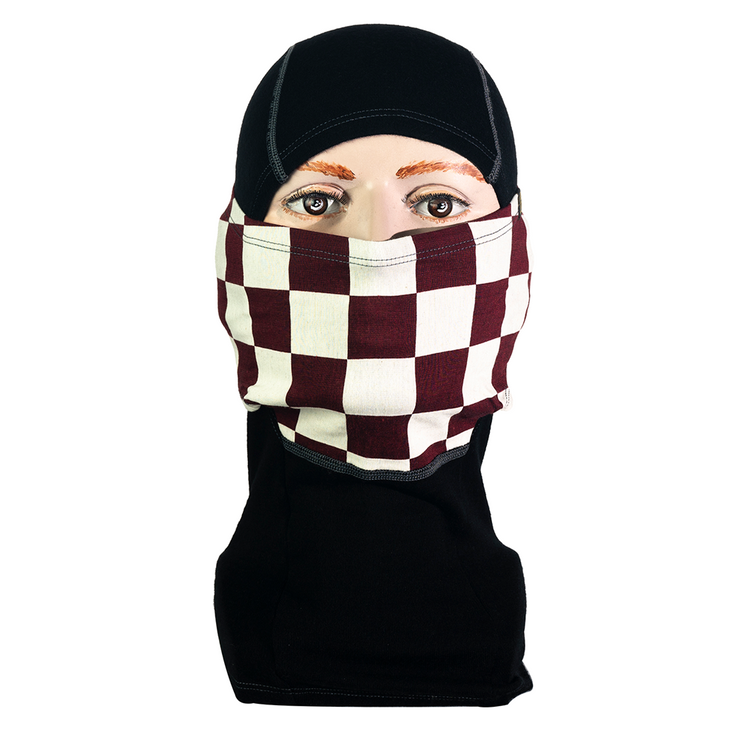 GOLDTOP MERINO WOOL BALACLAVA - RED & WHITE CHECKER