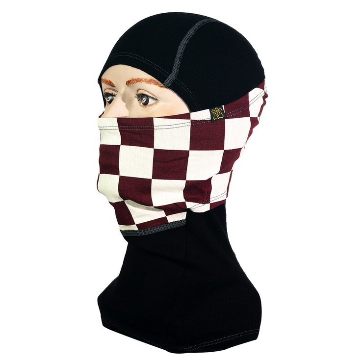 GOLDTOP MERINO WOOL BALACLAVA - RED & WHITE CHECKER