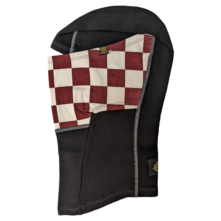 GOLDTOP MERINO WOOL BALACLAVA - RED & WHITE CHECKER