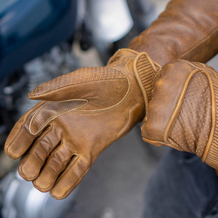 GOLDTOP SILK LINED VICEROY GLOVES - WAXED BROWN