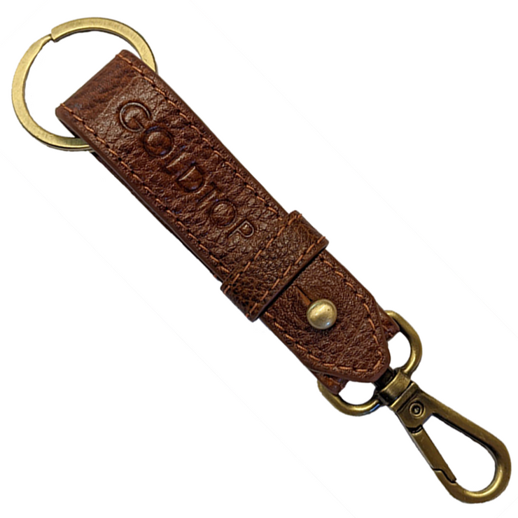 GOLDTOP LEATHER BELT KEYRING SLIM - BROWN FULL GRAIN